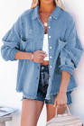 Women's Frayed Denim Jacket Distressed Fringe Trim Denim Shirt