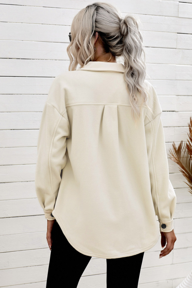 Women's Turn Down Collar Buttoned Shacket Jacket Coat Outerwear