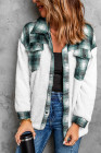 Womens Winter Plaid Shirts Coats Buttoned Pocket Sherpa Jacket