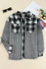 Womens Winter Plaid Shirts Coats Buttoned Pocket Sherpa Jacket