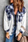 Womens Winter Plaid Shirts Coats Buttoned Pocket Sherpa Jacket