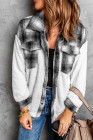 Womens Winter Plaid Shirts Coats Buttoned Pocket Sherpa Jacket