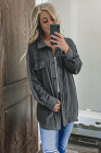 Women's Turn Down Collar Buttoned Shacket Jacket Coat Outerwear