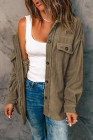 Women's Turn Down Collar Buttoned Shacket Jacket Coat Outerwear