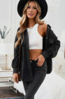 Women's Turn Down Collar Buttoned Shacket Jacket Coat Outerwear