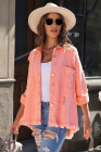 Women's Frayed Denim Jacket Distressed Fringe Trim Denim Shirt