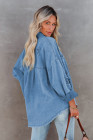 Women's Frayed Denim Jacket Distressed Fringe Trim Denim Shirt