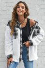 Womens Winter Plaid Shirts Coats Buttoned Pocket Sherpa Jacket