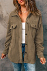 Women's Turn Down Collar Buttoned Shacket Jacket Coat Outerwear