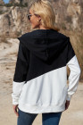Womens Casual Hoodie Asymmetric Color Block Draswtring Hooded Jacket