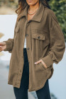 Women's Turn Down Collar Buttoned Shacket Jacket Coat Outerwear