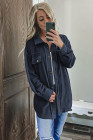 Women's Turn Down Collar Buttoned Shacket Jacket Coat Outerwear