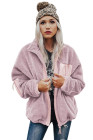 Womens Oversized Zip Up Sherpa Coat with Pocket