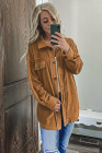 Women's Turn Down Collar Buttoned Shacket Jacket Coat Outerwear
