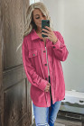 Women's Turn Down Collar Buttoned Shacket Jacket Coat Outerwear