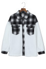 Womens Winter Plaid Shirts Coats Buttoned Pocket Sherpa Jacket