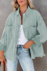 Women's Frayed Denim Jacket Distressed Fringe Trim Denim Shirt