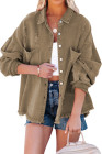 Women's Frayed Denim Jacket Distressed Fringe Trim Denim Shirt