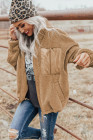 Womens Oversized Zip Up Sherpa Coat with Pocket