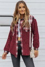 Womens Winter Plaid Shirts Coats Buttoned Pocket Sherpa Jacket