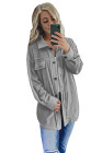 Women's Turn Down Collar Buttoned Shacket Jacket Coat Outerwear