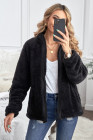 Womens Oversized Zip Up Sherpa Coat with Pocket