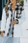 Womens Winter Plaid Shirts Coats Buttoned Pocket Sherpa Jacket