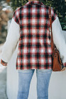 Womens Winter Plaid Shirts Coats Buttoned Pocket Sherpa Jacket