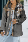 Womens Winter Plaid Shirts Coats Buttoned Pocket Sherpa Jacket