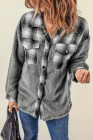 Womens Winter Plaid Shirts Coats Buttoned Pocket Sherpa Jacket