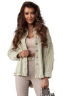 Women's Frayed Denim Jacket Distressed Fringe Trim Denim Shirt