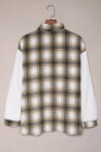 Womens Winter Plaid Shirts Coats Buttoned Pocket Sherpa Jacket