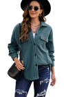 Women's Turn Down Collar Buttoned Shacket Jacket Coat Outerwear