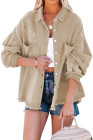 Women's Frayed Denim Jacket Distressed Fringe Trim Denim Shirt