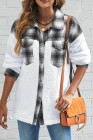 Womens Winter Plaid Shirts Coats Buttoned Pocket Sherpa Jacket