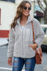 Womens Oversized Zip Up Sherpa Coat with Pocket