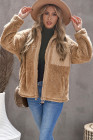 Womens Oversized Zip Up Sherpa Coat with Pocket