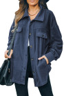 Women's Turn Down Collar Buttoned Shacket Jacket Coat Outerwear