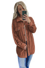 Women's Turn Down Collar Buttoned Shacket Jacket Coat Outerwear