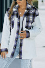Womens Winter Plaid Shirts Coats Buttoned Pocket Sherpa Jacket