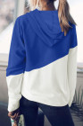 Womens Casual Hoodie Asymmetric Color Block Draswtring Hooded Jacket