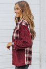 Womens Winter Plaid Shirts Coats Buttoned Pocket Sherpa Jacket