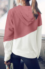 Womens Casual Hoodie Asymmetric Color Block Draswtring Hooded Jacket