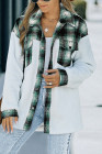 Womens Winter Plaid Shirts Coats Buttoned Pocket Sherpa Jacket