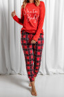 Santa Baby Plaid Loungewear Christmas PJs Two Piece Pajama Set