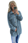 Women's Turn Down Collar Buttoned Shacket Jacket Coat Outerwear
