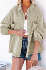 Women's Frayed Denim Jacket Distressed Fringe Trim Denim Shirt