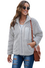 Womens Oversized Zip Up Sherpa Coat with Pocket