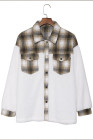 Womens Winter Plaid Shirts Coats Buttoned Pocket Sherpa Jacket