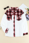Womens Winter Plaid Shirts Coats Buttoned Pocket Sherpa Jacket